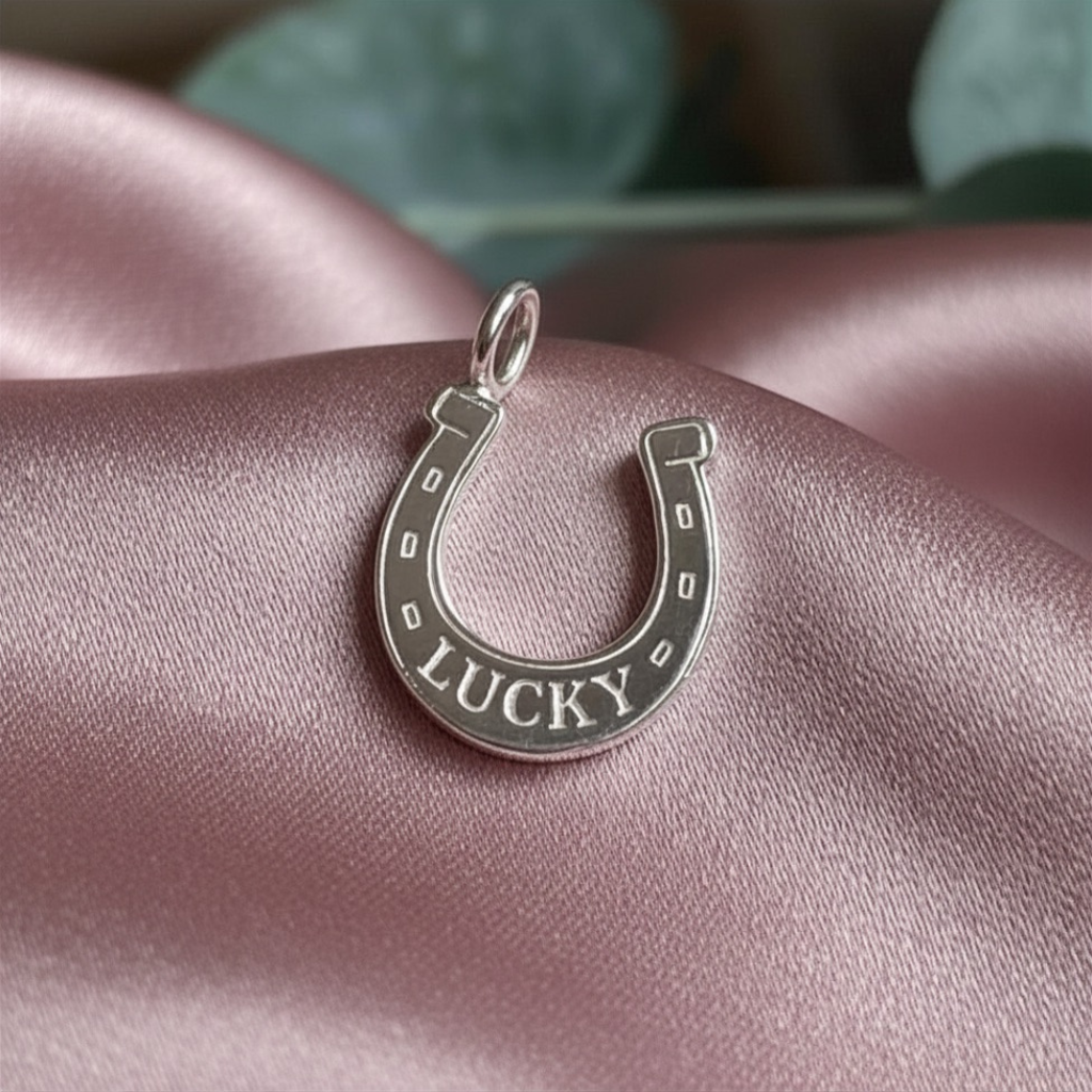 Sterling Silver Lucky Horseshoe Charm Necklace – Good luck and Wedding gift