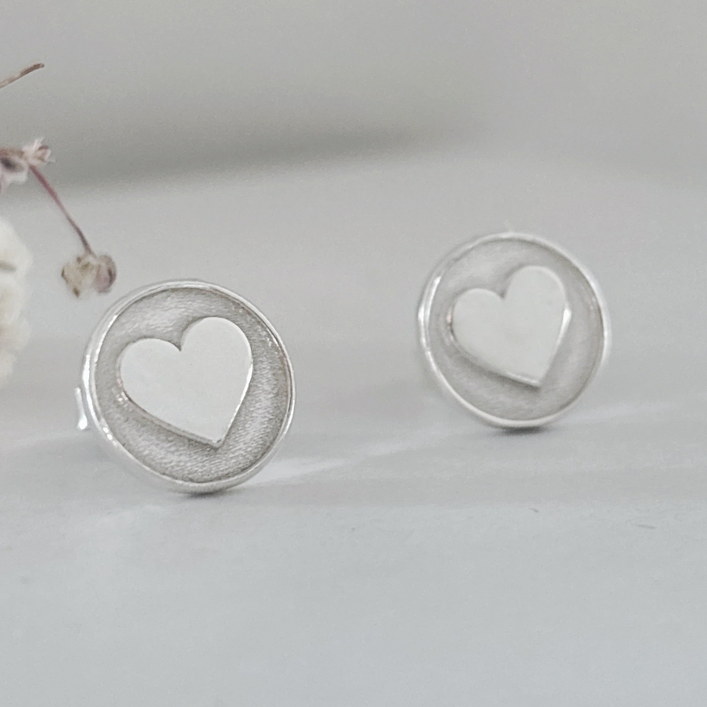 Sterling Silver Heart Stud Earrings - Dainty Everyday Gift