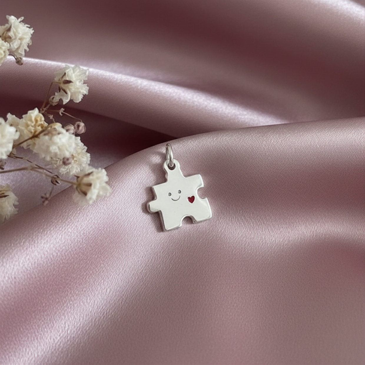 Sterling Silver Puzzle Piece Charm - Connection & Family Keepsake