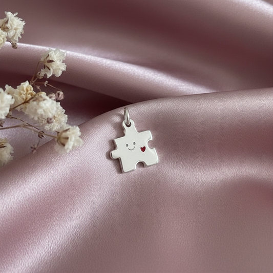 Sterling Silver Puzzle Piece Charm - Connection & Family Keepsake