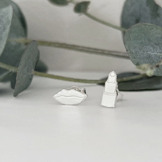 Sterling silver makeup studs lipstick and lips