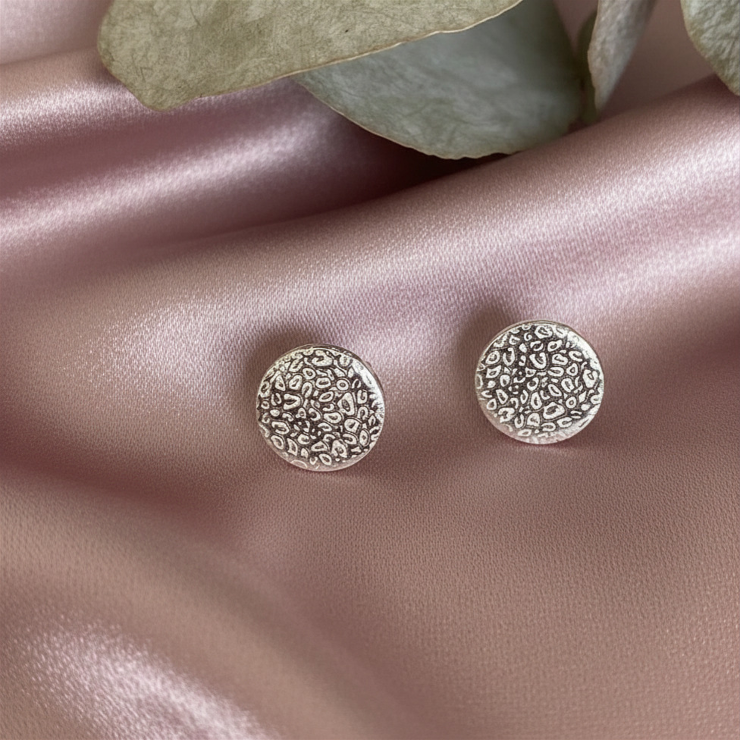 Sterling Silver Leopard Print Stud Earrings