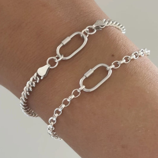 Sterling Silver Carabiner Charm Bracelets
