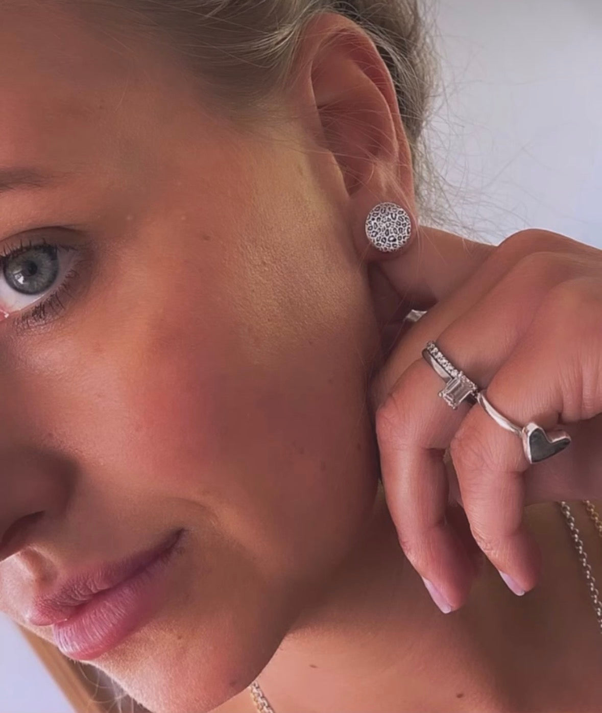 Sterling Silver Leopard Print Stud Earrings
