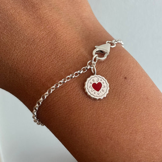 Jammy Dodger Sterling Silver Charm Bracelet