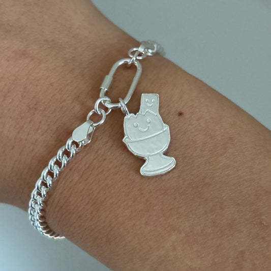 Silver Carabiner Bracelet with Happy Dippy Egg & Soldier Charm