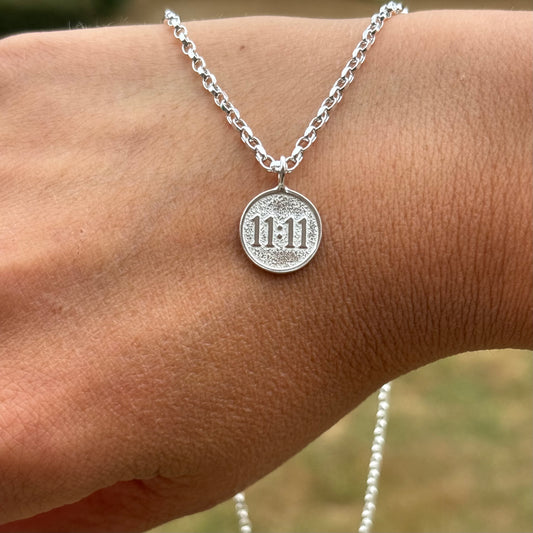 Sterling Silver 11:11 Angel Number Necklace – Manifestation & Alignment Pendant Gift