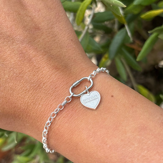 Sterling Silver S.W.A.L.K Charm on belcher chain bracelet