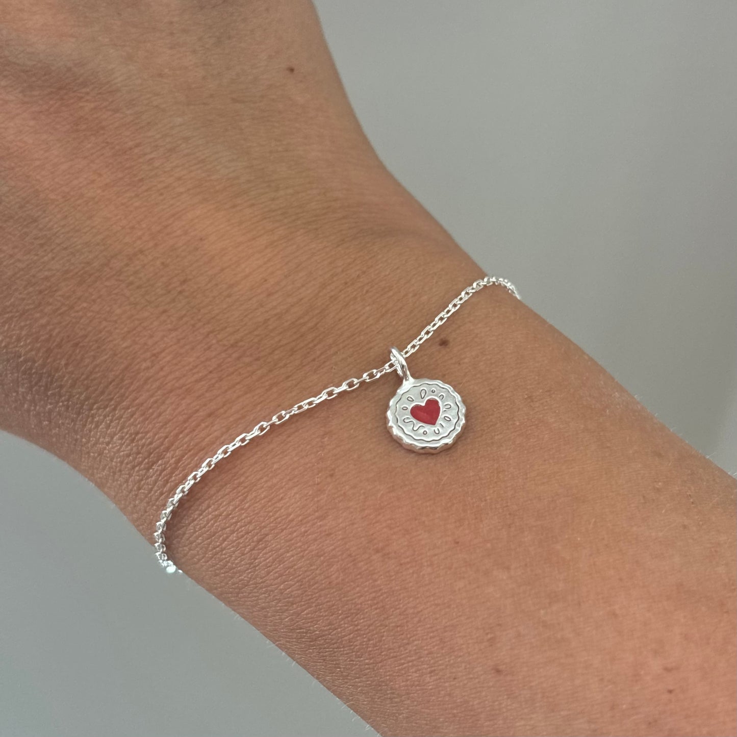 Sterling Silver Jammie Dodger Charm Bracelet Greeting Card Gift