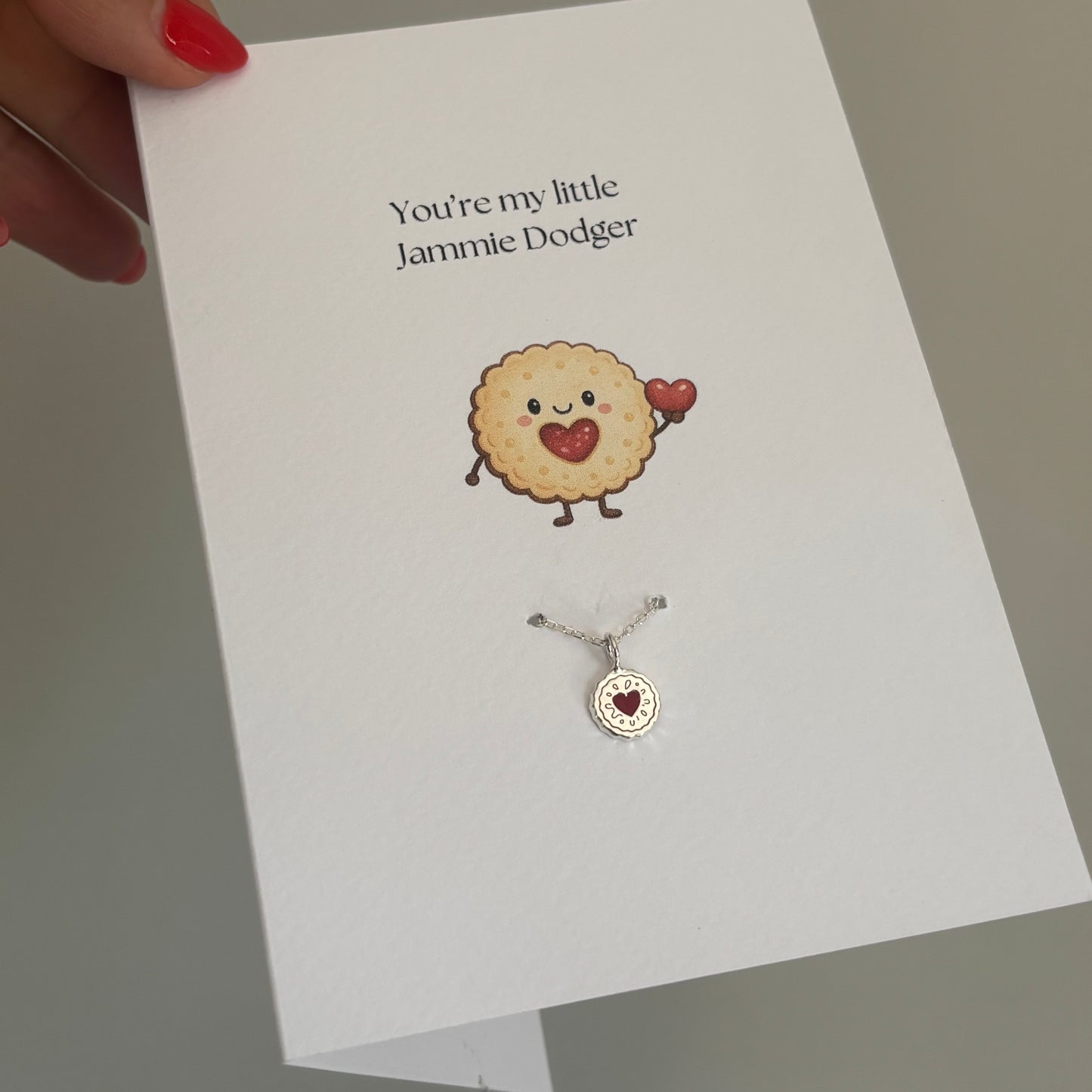 Sterling Silver Jammie Dodger Charm Bracelet Greeting Card Gift