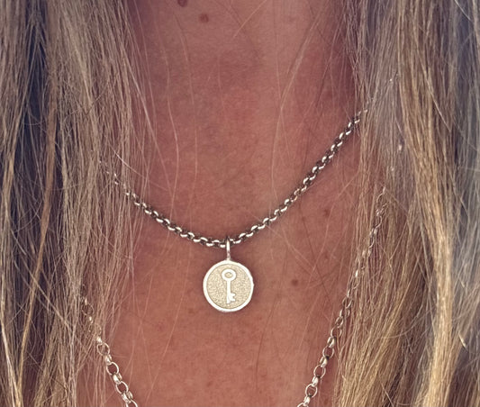 Sterling Silver Key Necklace - 18th or 21st Birthday Keepsake Gift