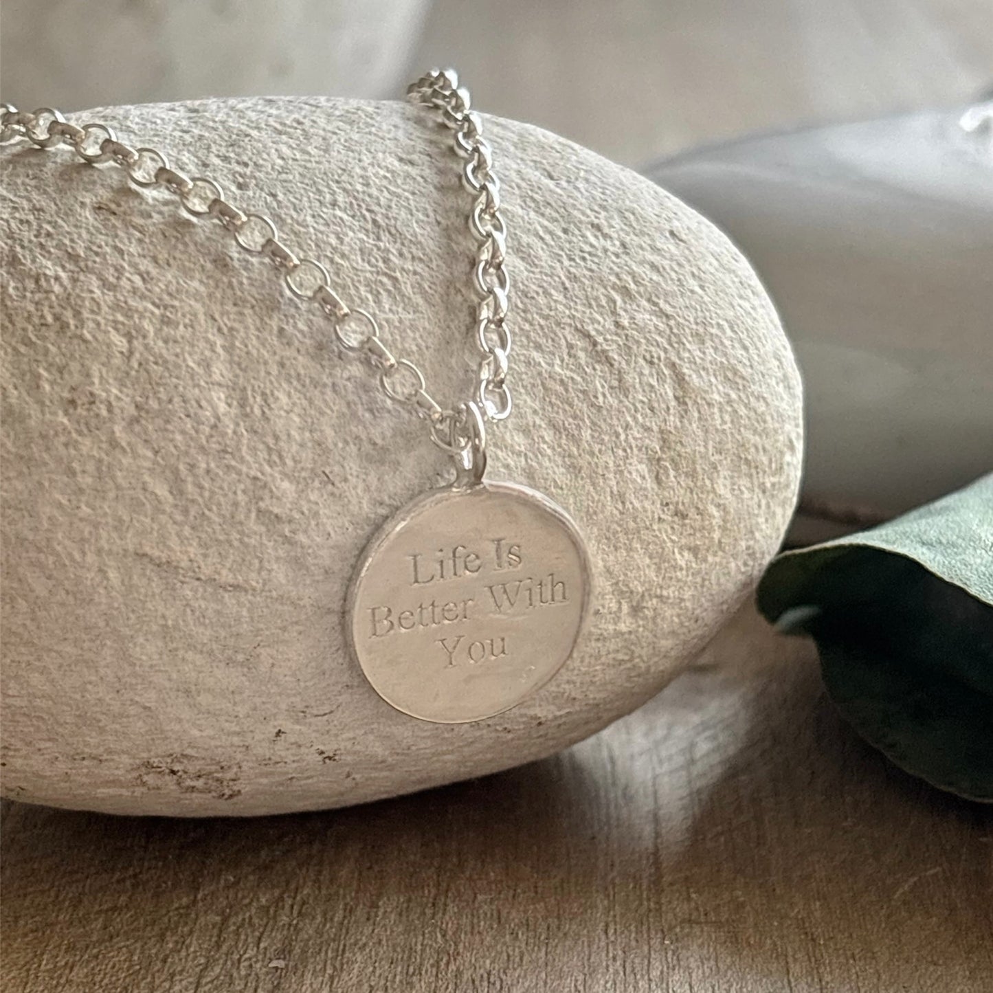 Sterling Silver “Life Is Better With You” Charm Necklace - Sentimental gift for her