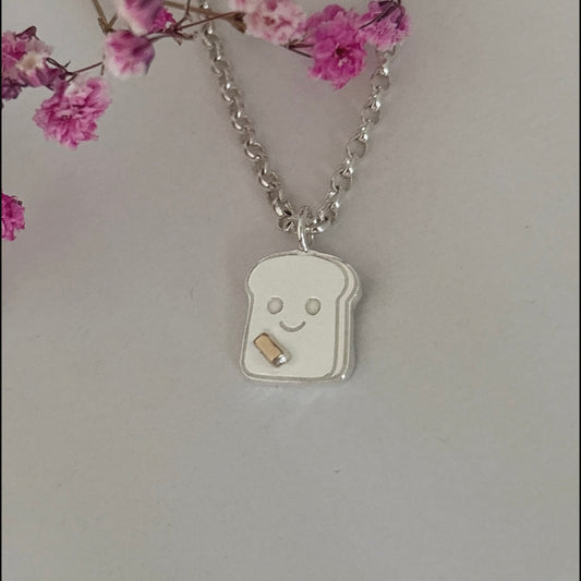 Silver Happy Toast Necklace with 9ct Gold Butter