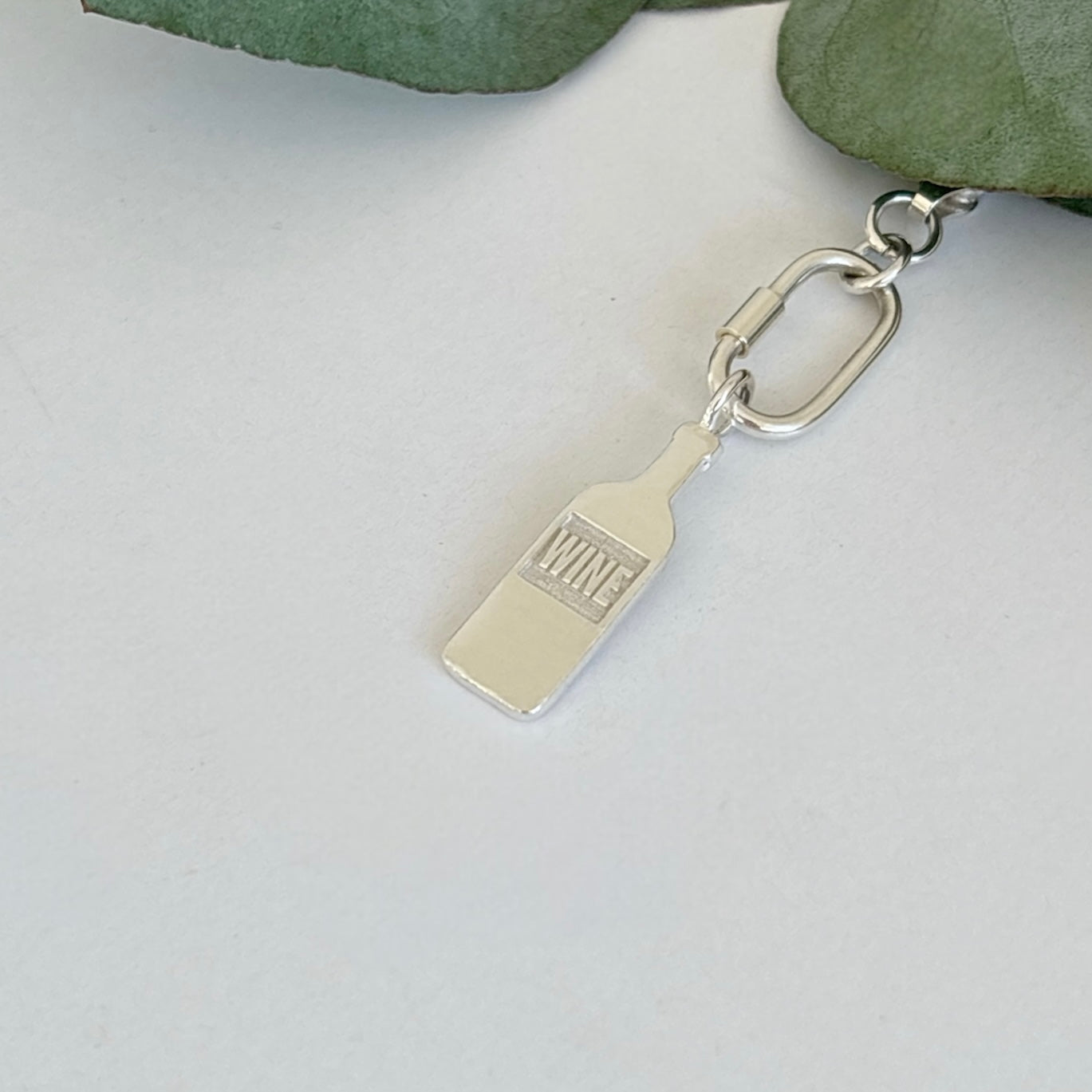 Wine Bottle Charm - Sterling Silver