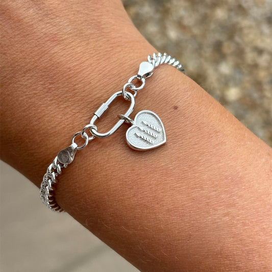 Sterling Silver Birthday Candles Charm on Curb Chain Bracelet