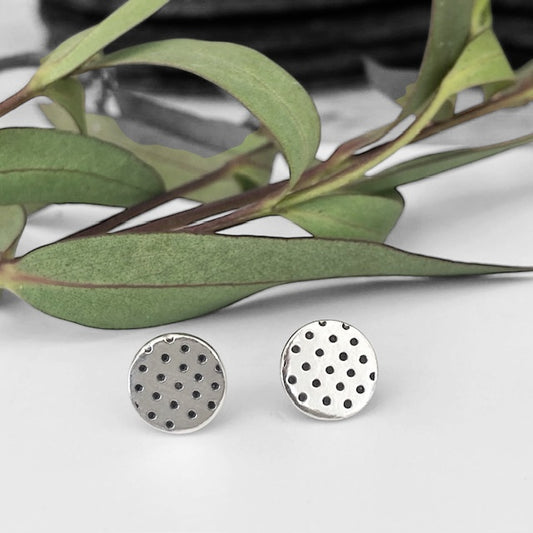 Sterling silver polka dot studs