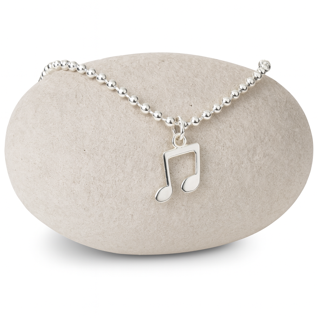 Sterling silver ball chain with a silver music note charm charm