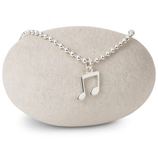 Sterling silver ball chain with a silver music note charm charm