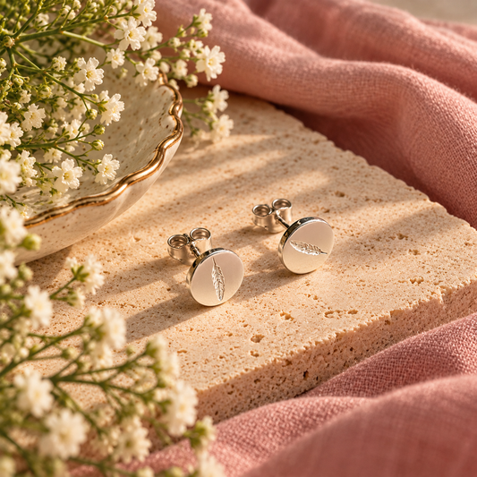 Sterling silver feather studs 