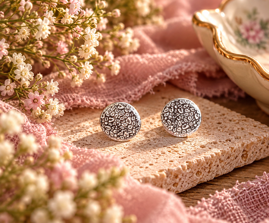 Sterling Silver Leopard Print Stud Earrings
