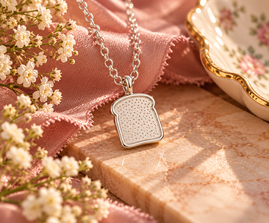 Sterling Silver Slice Of Toast Necklace - Quirky Foodie Gift