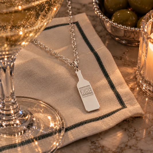 Sterling Silver Wine Bottle Necklace | Wine Lover Gift for Her