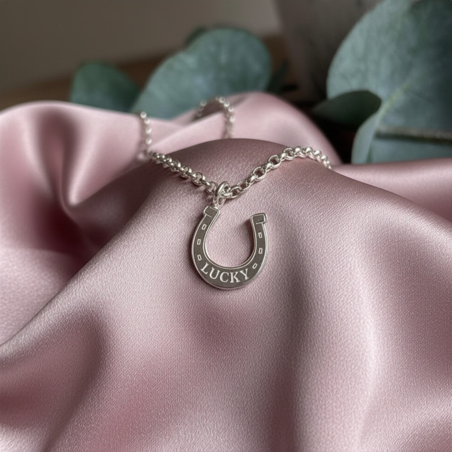 Sterling Silver Lucky Horseshoe Charm Necklace – Good luck and Wedding gift