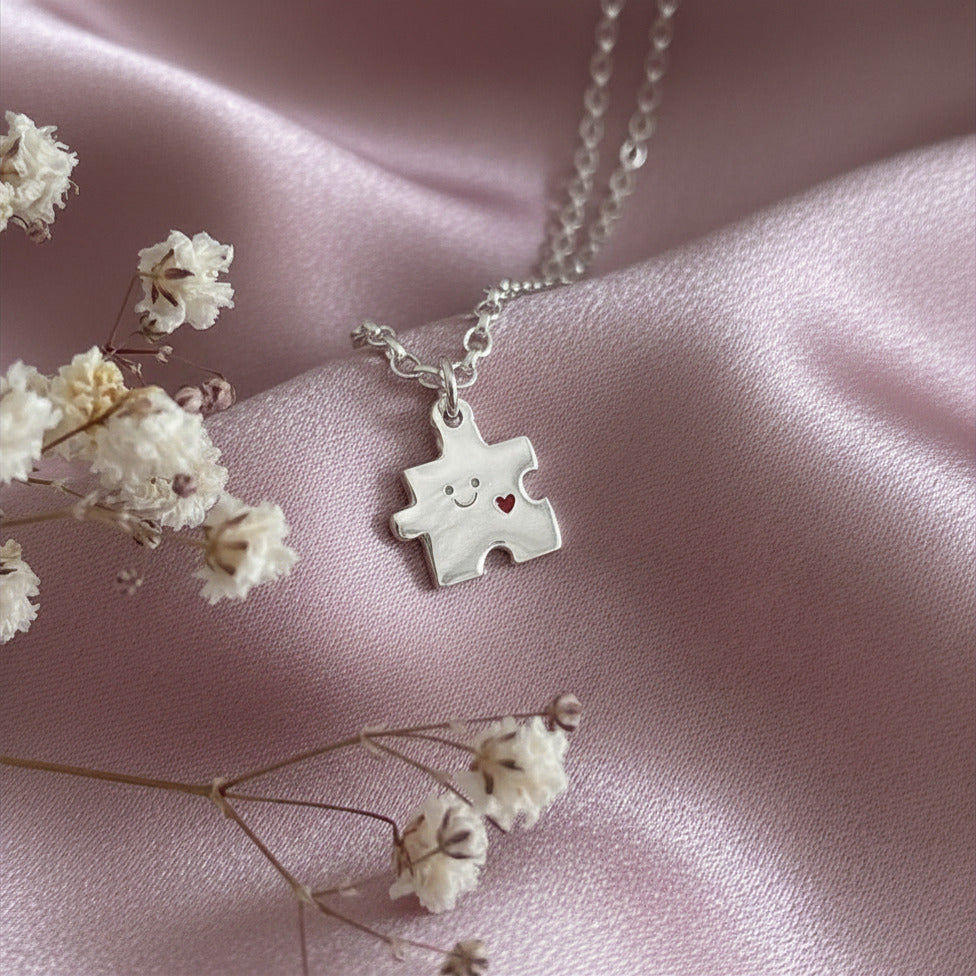 Sterling Silver Puzzle Piece Necklace - Connection & Family Keepsake