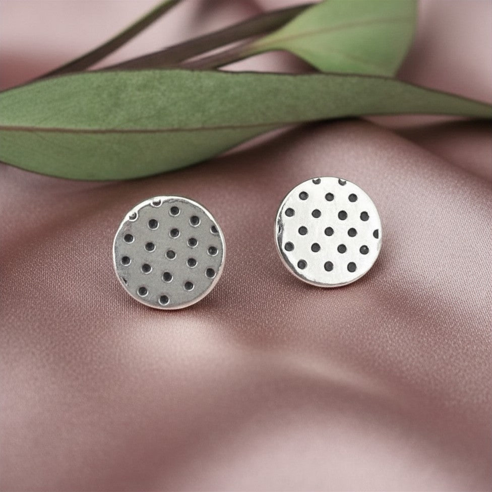 Sterling Silver Polka Dot Stud Earrings
