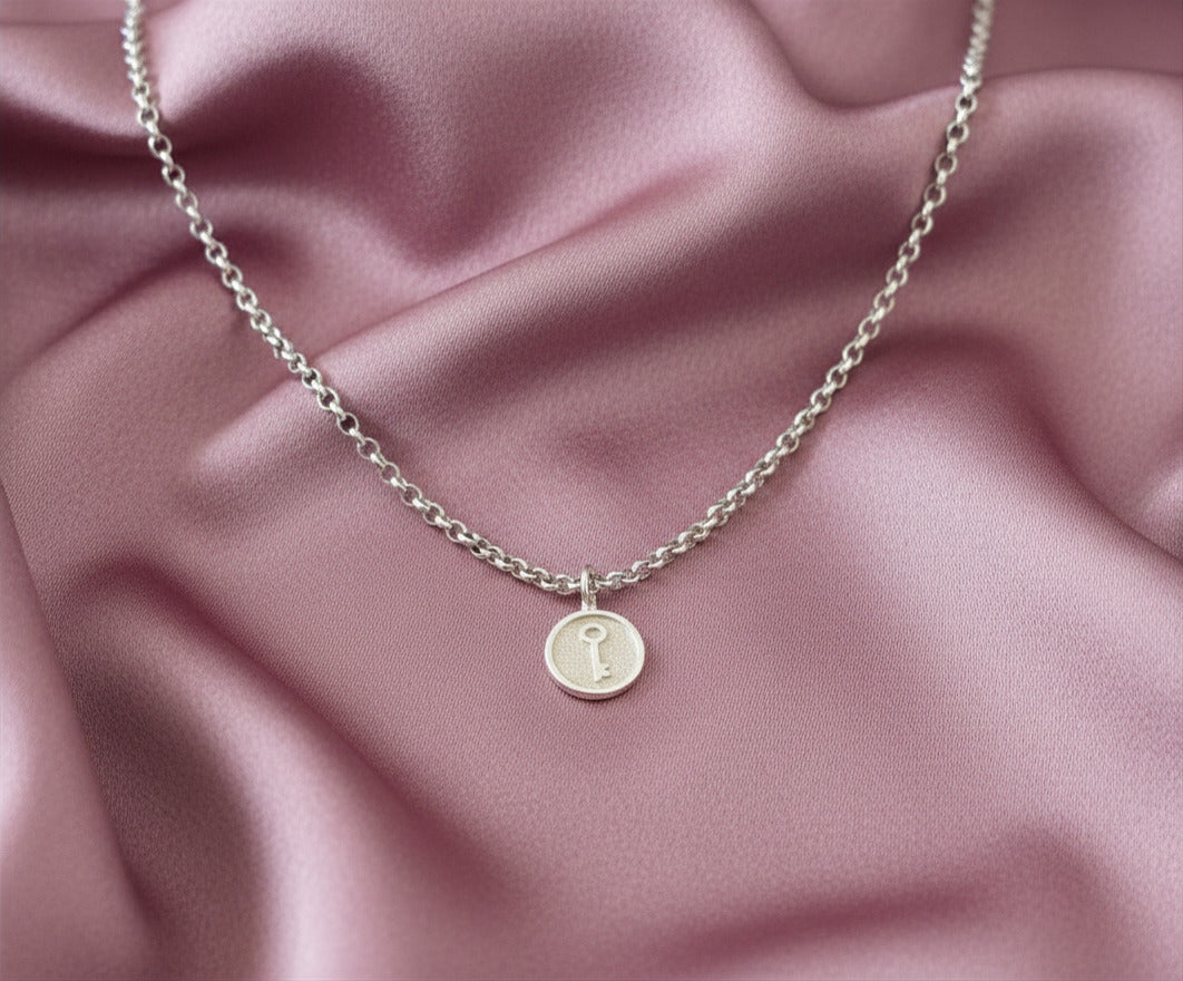 Sterling Silver Key Necklace - 18th or 21st Birthday Keepsake Gift