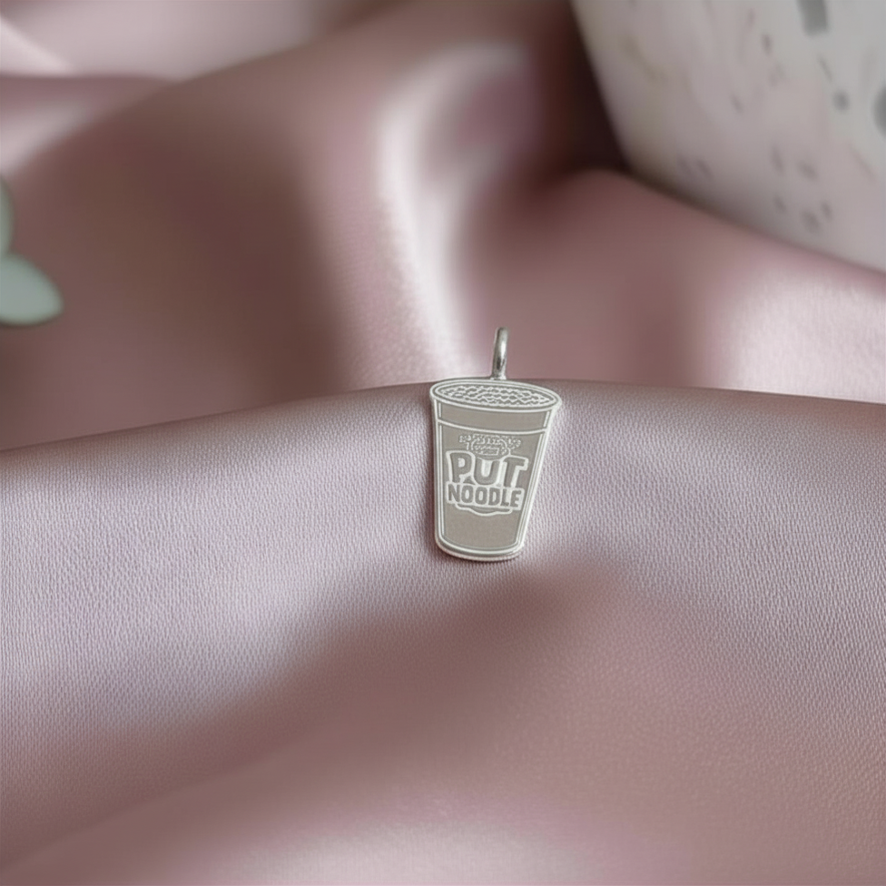Sterling Silver Pot Noodle Charm - Quirky Nostalgic Gift