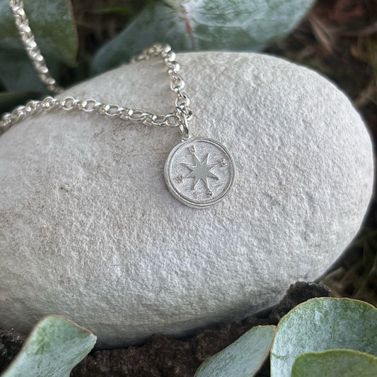 Sterling Silver Chain with a sterling silver compass